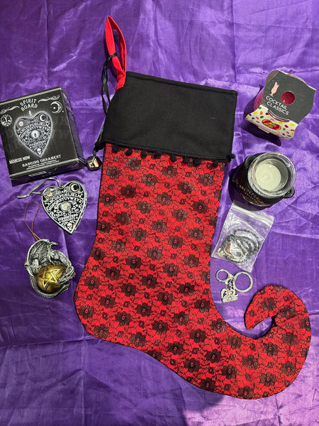 BARGAIN! Gothic Lace Stocking Red with Gifts*